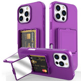EIDERWOOD iPhone 16 Pro Max Flexible Plastic Case with Card Holder & Built-in Mirror - Dark Purple