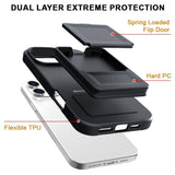 EIDERWOOD iPhone 16 Pro Max Flexible Plastic Case with Card Holder & Built-in Mirror - Black