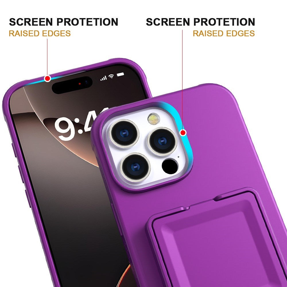 EIDERWOOD iPhone 16 Pro Flexible Plastic Case with Card Holder & Built-in Mirror - Dark Purple