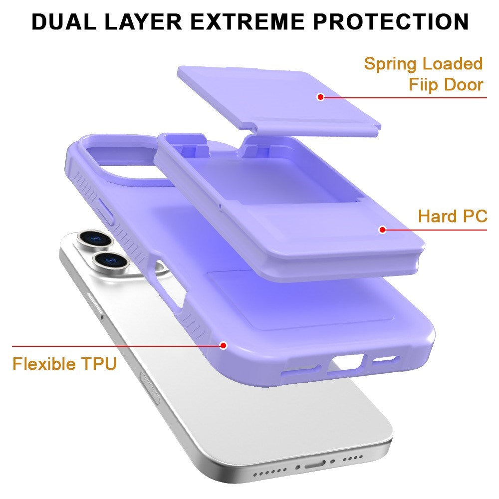 EIDERWOOD iPhone 16 Pro Flexible Plastic Case with Card Holder & Built-in Mirror - Purple