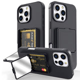 EIDERWOOD iPhone 16 Pro Flexible Plastic Case with Card Holder & Built-in Mirror - Black