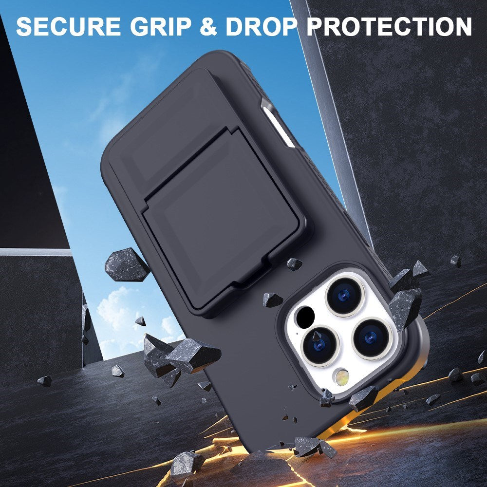 EIDERWOOD iPhone 16 Pro Flexible Plastic Case with Card Holder & Built-in Mirror - Black