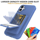 EIDERWOOD iPhone 16 Plus Flexible Plastic Case with Card Holder & Built-in Mirror - Blue