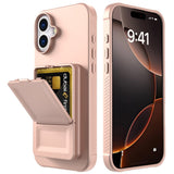 EIDERWOOD iPhone 16  Flexible Plastic Case with Card Holder & Built-in Mirror - Rose Gold