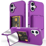 EIDERWOOD iPhone 16  Flexible Plastic Case with Card Holder & Built-in Mirror - Dark Purple