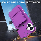 EIDERWOOD iPhone 16  Flexible Plastic Case with Card Holder & Built-in Mirror - Dark Purple