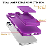 EIDERWOOD iPhone 16  Flexible Plastic Case with Card Holder & Built-in Mirror - Dark Purple