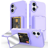 EIDERWOOD iPhone 16  Flexible Plastic Case with Card Holder & Built-in Mirror - Purple