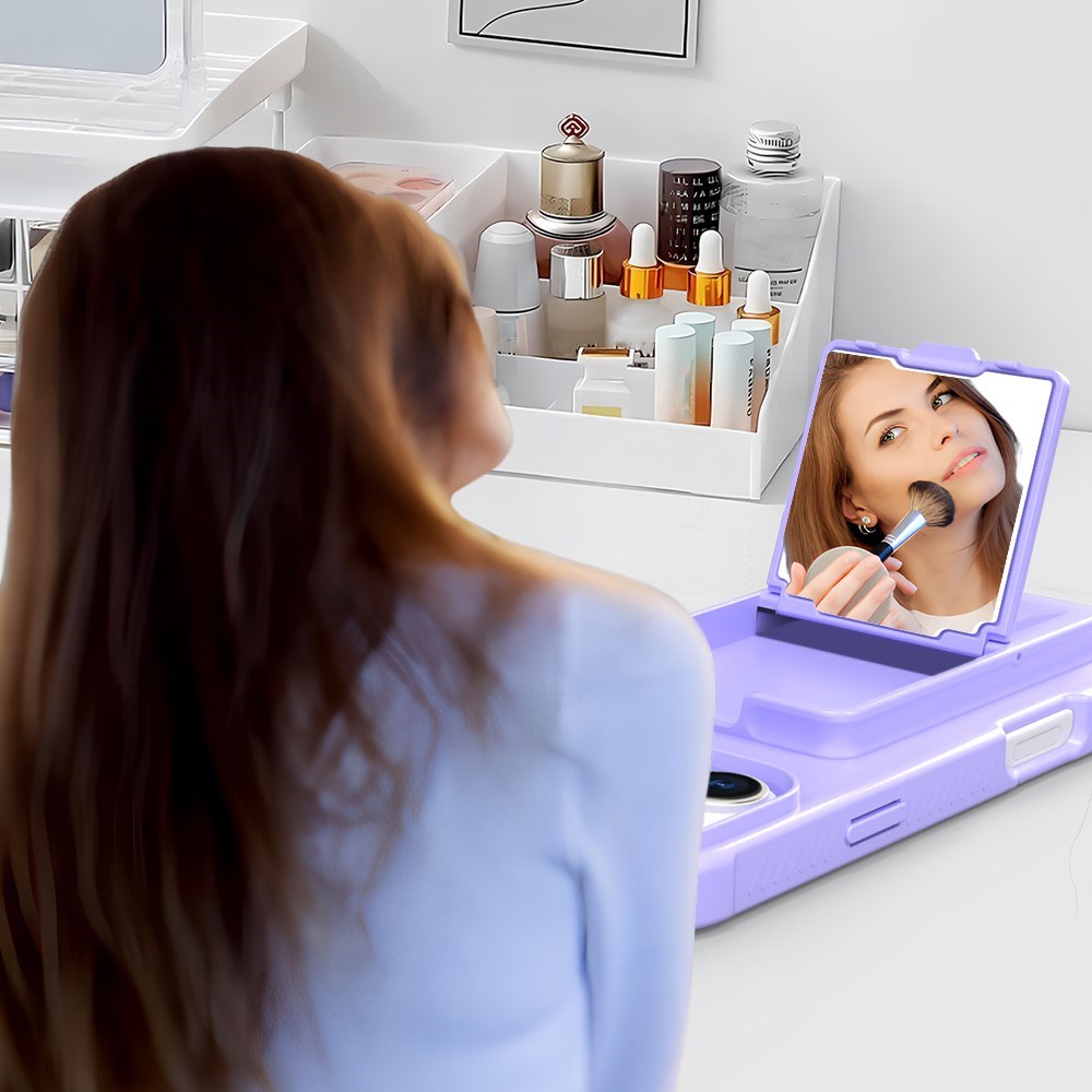 EIDERWOOD iPhone 16  Flexible Plastic Case with Card Holder & Built-in Mirror - Purple