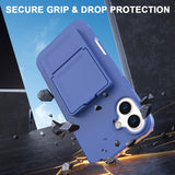 EIDERWOOD iPhone 16  Flexible Plastic Case with Card Holder & Built-in Mirror - Blue