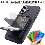 EIDERWOOD iPhone 16  Flexible Plastic Case with Card Holder & Built-in Mirror - Black