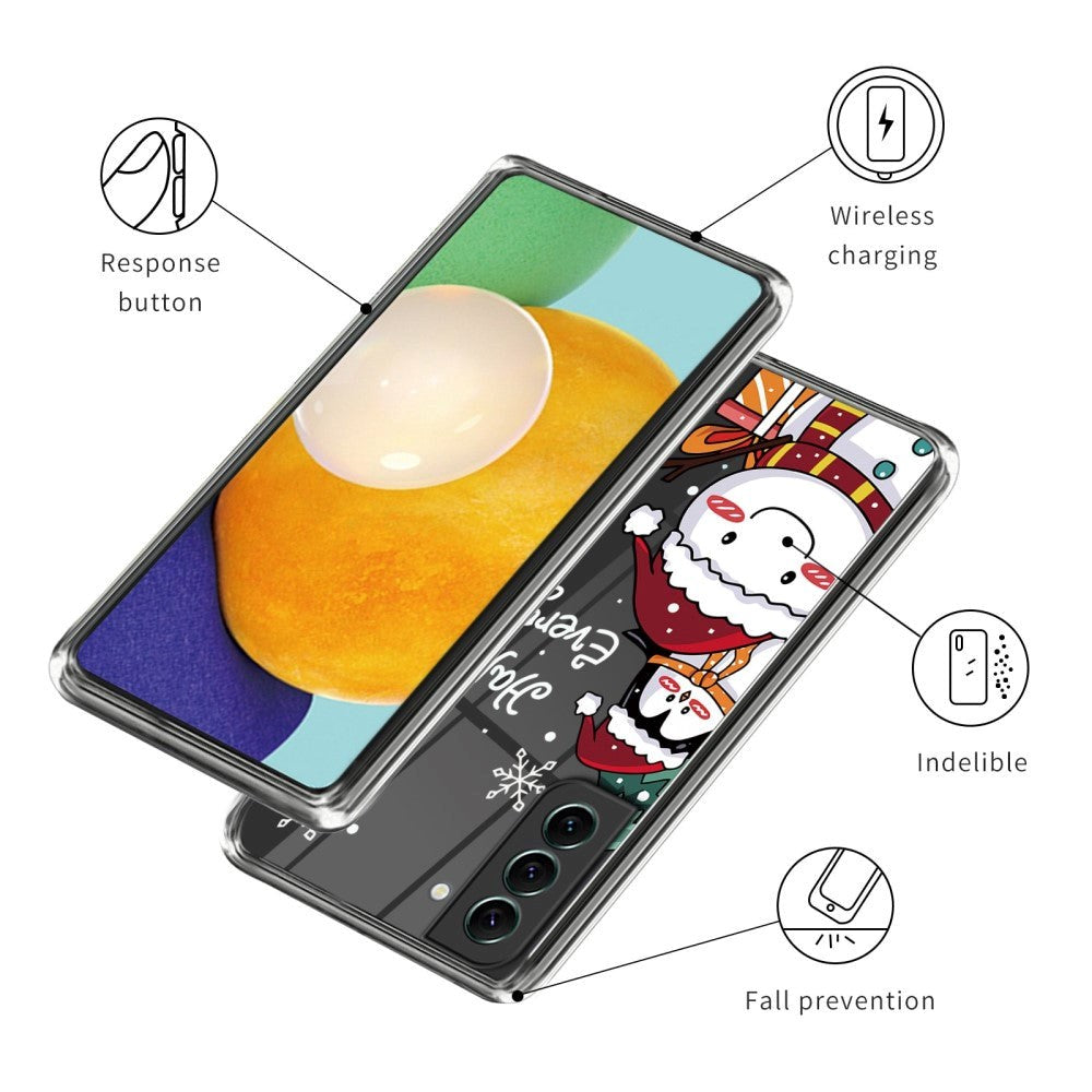 Samsung Galaxy S22 Flexible Plastic Christmas Case - Snowman and Penguin