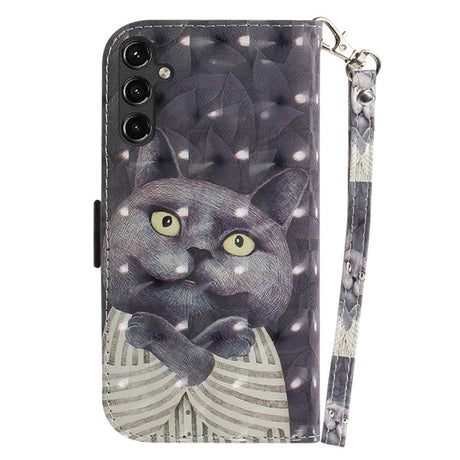 Samsung Galaxy A14 (5G) Leather Flip Case - Black Cat