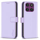 Motorola Edge 60 Pro BINFEN Faux Leather Flip Case with Card Holder & Stand Function - Purple