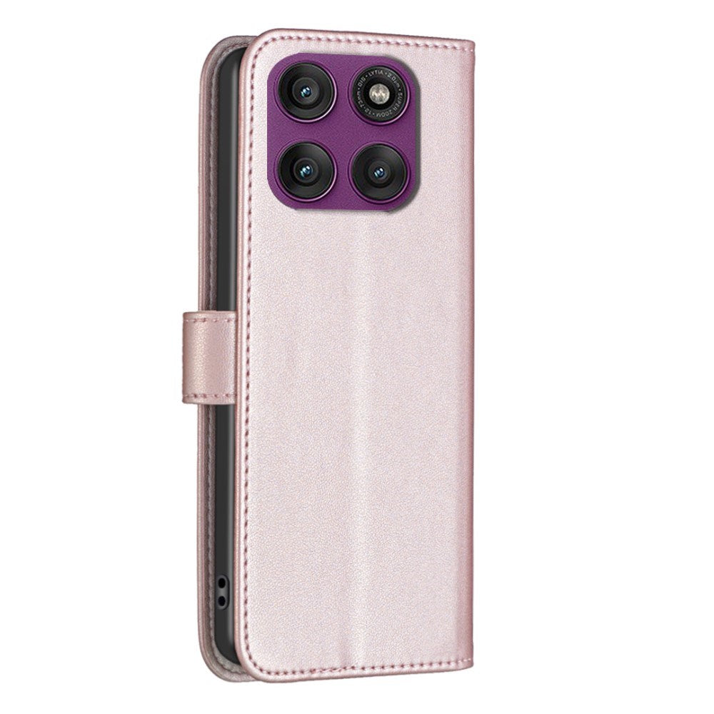Motorola Edge 60 Pro BINFEN Faux Leather Flip Case with Card Holder & Stand Function - Rose Gold