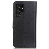 Samsung Galaxy S23 Ultra Litchi Leather Wallet Case - Black