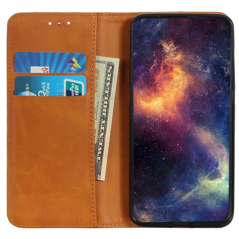 Samsung Galaxy S23 Magnetic Leather Flip Case w. Wallet - Brown