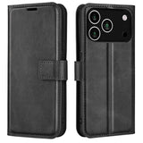 EIDERWOOD iPhone 17 Pro Max Faux Leather Flip Case with Stand & Card Holder - Black