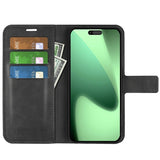 EIDERWOOD iPhone 17 Pro Max Faux Leather Flip Case with Stand & Card Holder - Black