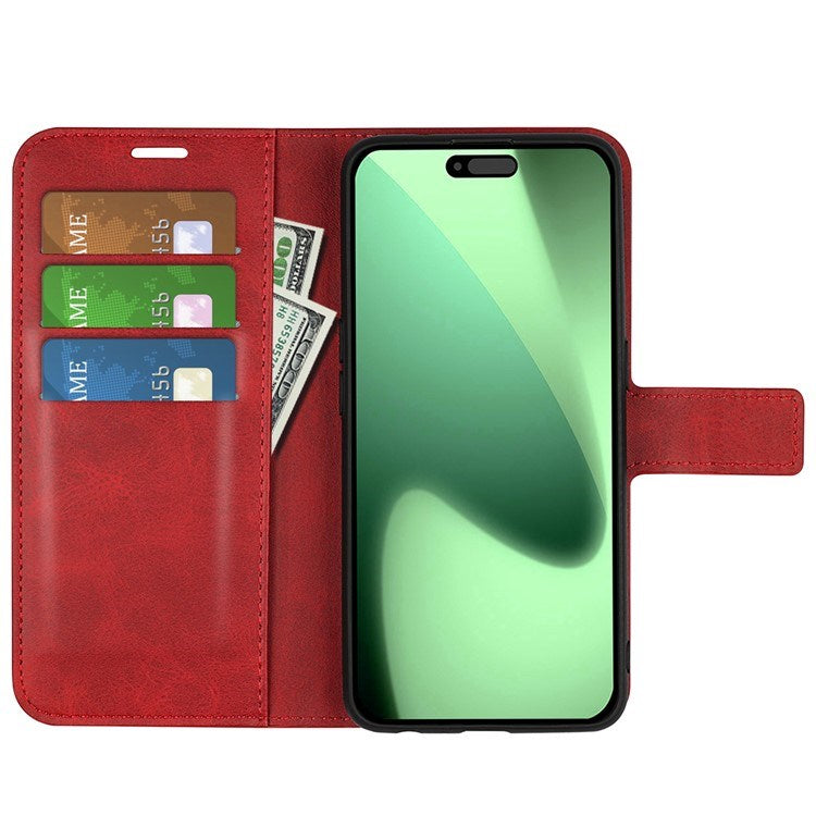 EIDERWOOD iPhone 17 Pro Max Faux Leather Flip Case with Stand & Card Holder - Red