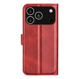 EIDERWOOD iPhone 17 Pro Max Faux Leather Flip Case with Stand & Card Holder - Red