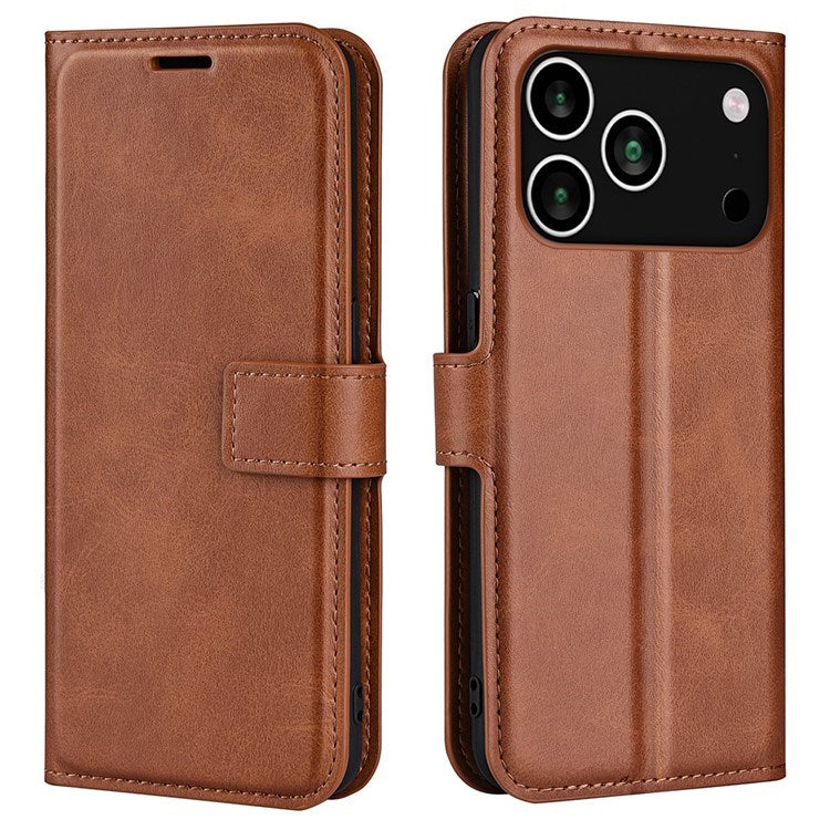 EIDERWOOD iPhone 17 Pro Max Faux Leather Flip Case with Stand & Card Holder - Light Brown