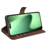 EIDERWOOD iPhone 17 Pro Max Faux Leather Flip Case with Stand & Card Holder - Brown