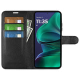 Motorola Moto G Stylus 5G (2025) EIDERWOOD Leather Flip Case with Cardholder & Stand Function - Black