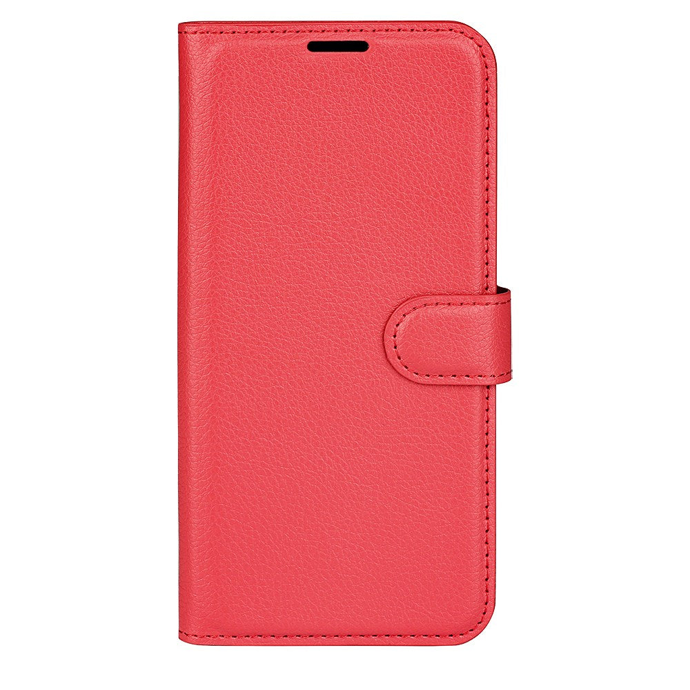EIDERWOOD iPhone Air Litchi Flip Case with Built-in Card Holder & Stand Function - Red