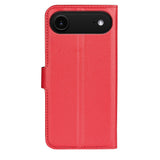 EIDERWOOD iPhone Air Litchi Flip Case with Built-in Card Holder & Stand Function - Red