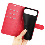 EIDERWOOD iPhone Air Litchi Flip Case with Built-in Card Holder & Stand Function - Red
