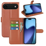 EIDERWOOD iPhone Air Litchi Flip Case with Built-in Card Holder & Stand Function - Brown