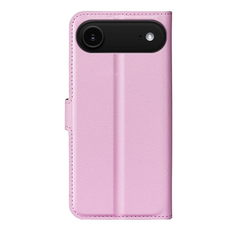 EIDERWOOD iPhone Air Litchi Flip Case with Built-in Card Holder & Stand Function - Pink