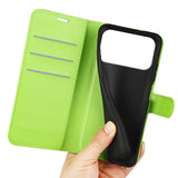 EIDERWOOD iPhone 17 Pro Litchi Flip Case with Built-in Card Holder & Stand Function - Green