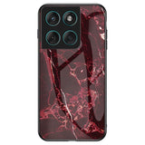 EIDERWOOD Motorola Edge 60 / Edge 60 Fusion Plastic Case with Glass Back - Red Marble