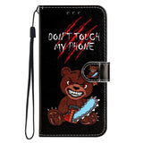 EIDERWOOD iPhone 17 Pro Faux Leather Case with Wallet & Strap - "Don't Touch My Phone" Bear