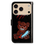 EIDERWOOD iPhone 17 Pro Max Faux Leather Case with Wallet & Strap - "Don't Touch My Phone" Bear