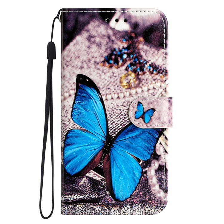 EIDERWOOD iPhone 17 Pro Max Faux Leather Case with Wallet & Strap - Blue Butterfly