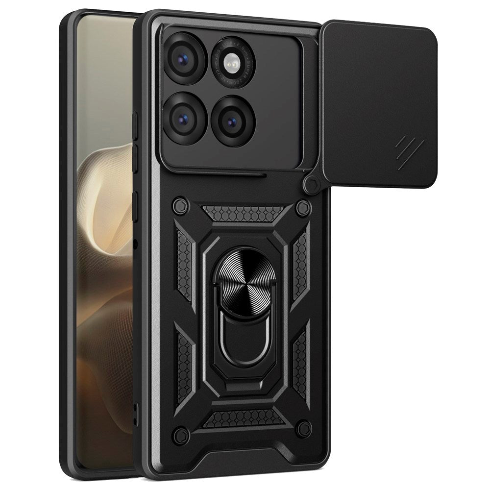 EIDERWOOD Motorola Edge 60 Pro Hybrid Rugged Case with Magnetic Kickstand & Cam Slider - Black