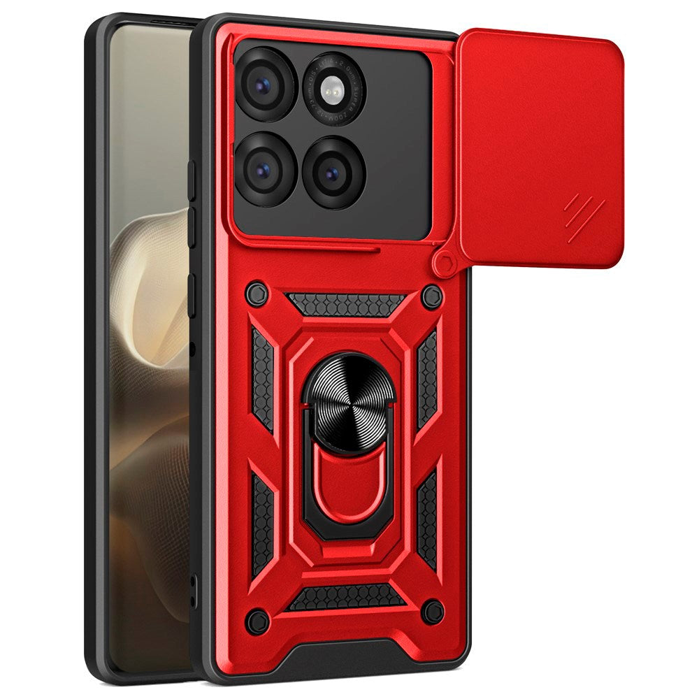 EIDERWOOD Motorola Edge 60 Pro Hybrid Rugged Case with Magnetic Kickstand & Cam Slider - Red