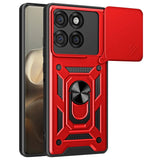 EIDERWOOD Motorola Edge 60 Pro Hybrid Rugged Case with Magnetic Kickstand & Cam Slider - Red