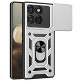 EIDERWOOD Motorola Edge 60 Pro Hybrid Rugged Case with Magnetic Kickstand & Cam Slider - Silver