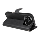 EIDERWOOD iPhone 17 Pro Faux Leather Case with Wallet & Strap - Black