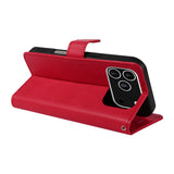 EIDERWOOD iPhone 17 Pro Faux Leather Case with Wallet & Strap - Red