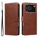EIDERWOOD iPhone 17 Pro Faux Leather Case with Wallet & Strap - Brown