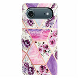 EIDERWOOD iPhone Air Faux Leather Case with Wallet & Strap - Purple Flowers