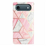 EIDERWOOD iPhone Air Faux Leather Case with Wallet & Strap - Pink Marble