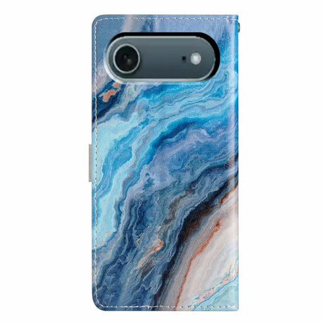 EIDERWOOD iPhone Air Faux Leather Case with Wallet & Strap - Blue Marble