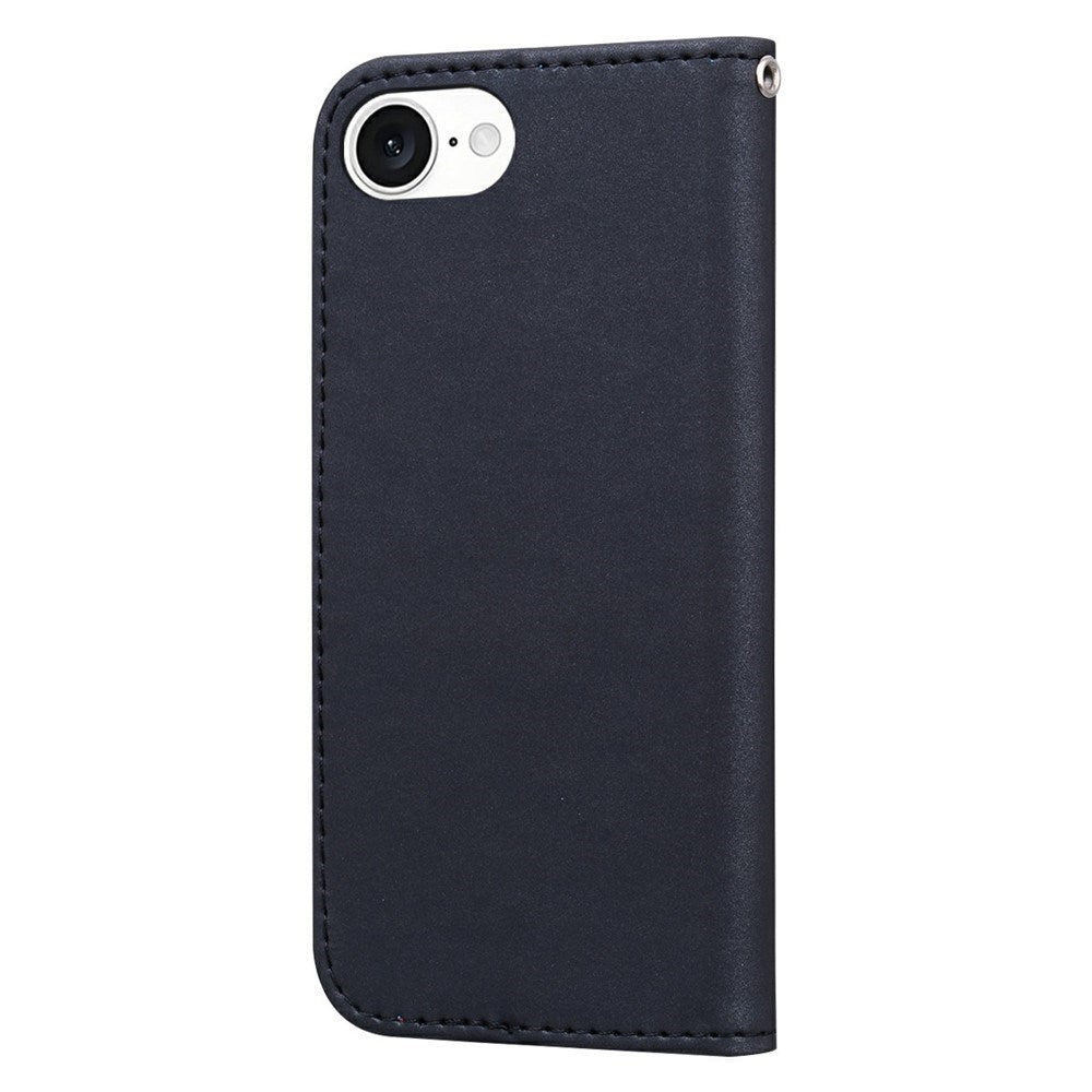 iPhone 17e / 16e Faux Leather Flip Case with Character Design - Black