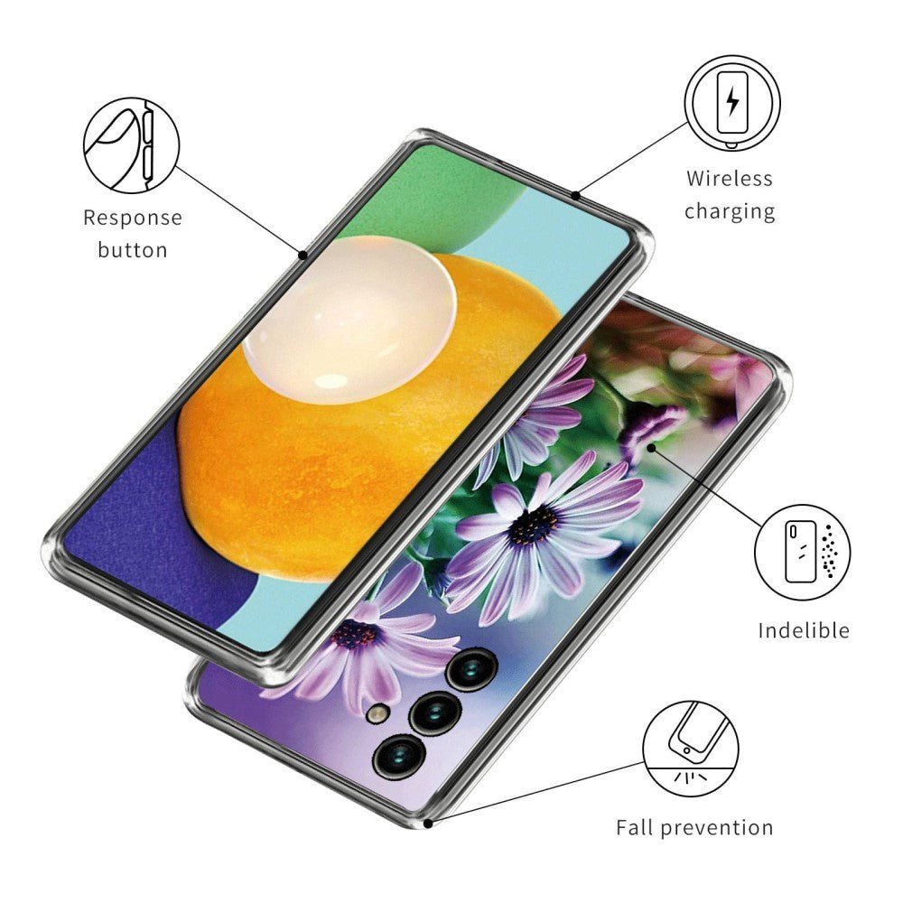 Samsung Galaxy A14 (5G) Plastic Case w. Motive - Purple Flower